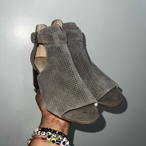 Grey Nine West Peep Toe Suede Heels (5 1/2)